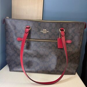 Coach Brown and Red Tote Bag
